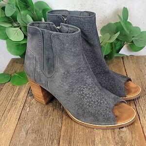 Toms Gray Peep-Toe Ankle Boots
